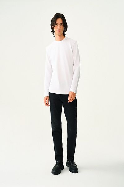 Loft 2037825   White Men's Regular Fit Front Printed Crew Neck T-Shirt