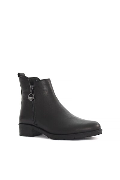 Celal Gültekin Kadın Siyah Çift Fermuarlı Deri Bot