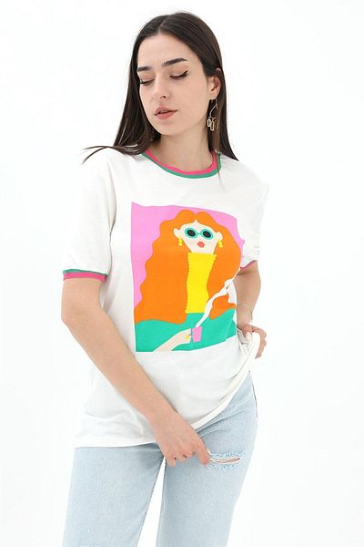 Moka Shopin Mokashopin Girls T-Shirt - Ecru, Printed