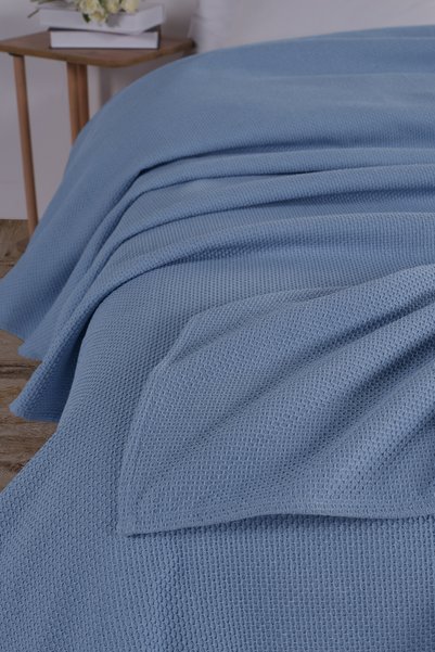 Evim Cuvertură de pat din bumbac Honeycomb Baby Blue Pique - 200x230 Cm