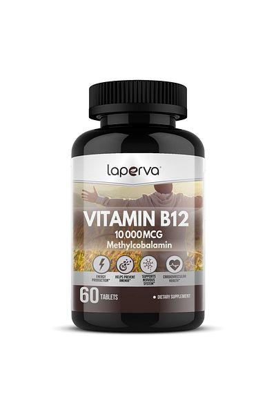 Laperva Vitamin B12 Methylcobalamin, 60 Tablets, 10000 Mcg,helps Prevent Anemia.