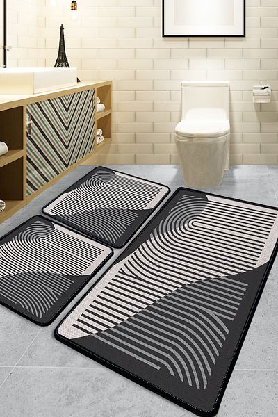 Chilai Home Γκρι Σετ 3 - Χαλάκι μπάνιου Melyna Djtbathroom