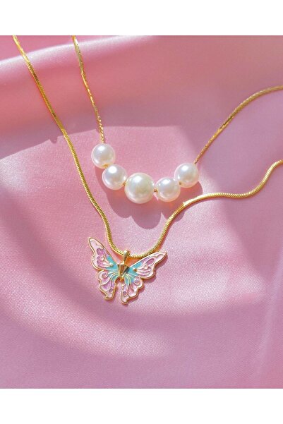 AŞIK ACCESSORIES Fairytopia Elina 2’li Çelik  Kolye