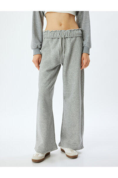 Koton X İnji - Şardonlu Bol Paça Eşofman Altı Oversize Beli Bağcıklı Cepli