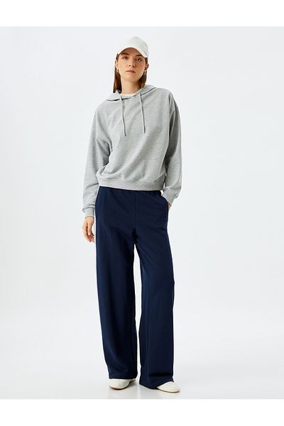 Koton Basic Hooded Sweatshirt - Long Sleeve, Three Thread Cotton