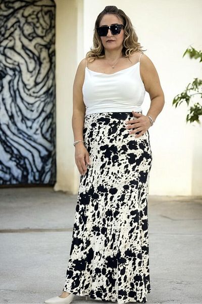 yagmurberen Fustă de SATIN cu MOLAN LEOPARD CĂPTĂTURI TĂIE VERIFICATĂ PLUS