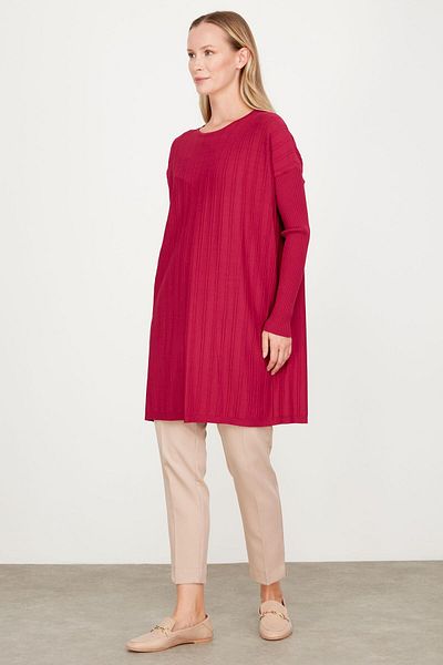 Tığ Triko T Mold Wick Detailed Rayon Tunic Fuchsia