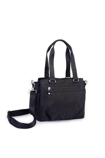 Nas Bag Geantă de umăr și crossbody pentru femei, impermeabilă și ultra-ușoară, cu trei ochi, volum mare, neagră