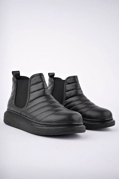 Zerenyus SLW205 Boston - Ανδρικά μαύρα αθλητικά μποτάκια, χωρίς κορδόνια και μοντέλο ST