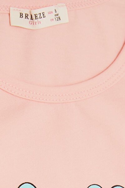 Breeze Μπλουζάκι για κορίτσια 4-8 ετών - Frill Shoulder, Ice Cream Printed, Salmon