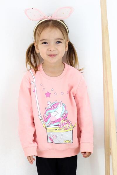 Girl Sweatshirt Unicorn 2-6 Years, Salmon