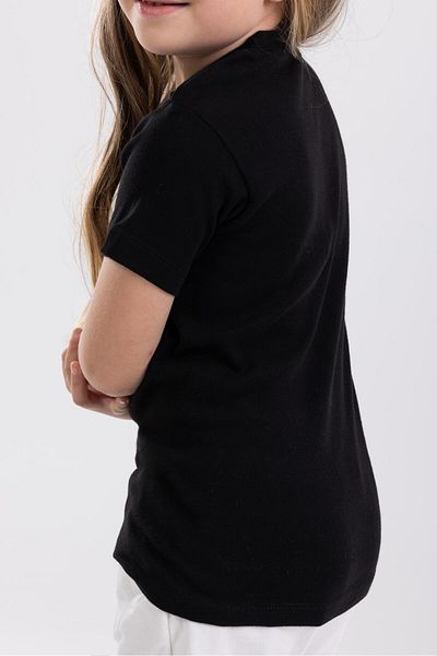 BAYKAR Girls' Cotton Crew Neck Side Seamless Undershirt T-Shirt Black