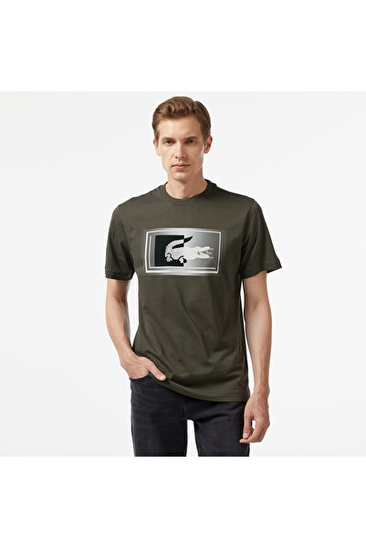 Lacoste Erkek Regular Fit Bisiklet Yaka Baskılı Haki T-Shirt