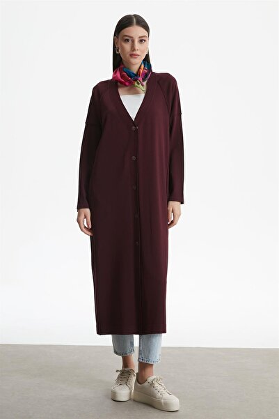 Tığ Triko TERS DİKİŞ DETAYLI RAYON HIRKA MÜRDÜM