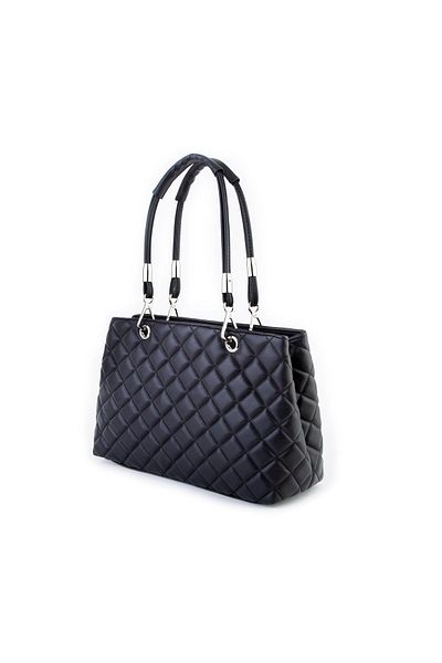 Nas Bag Geantă de mână și de umăr pentru femei, matlasată neagră, 23 cm x 36 cm Miel