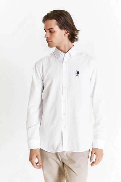 U.S. Polo Assn. ΛΕΥΚΟ ΠΟΥΚΑΜΙΣΟ ΑΜΕΡΙΚΑΝΙΚΟ POLO ASSNMEN'S WEVEN κανονική εφαρμογή