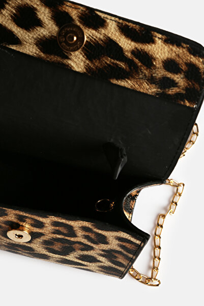 Stilgo Set de genți leopard bej-gri neagră cu detaliu de șal cu lanț pentru femei - set de 3