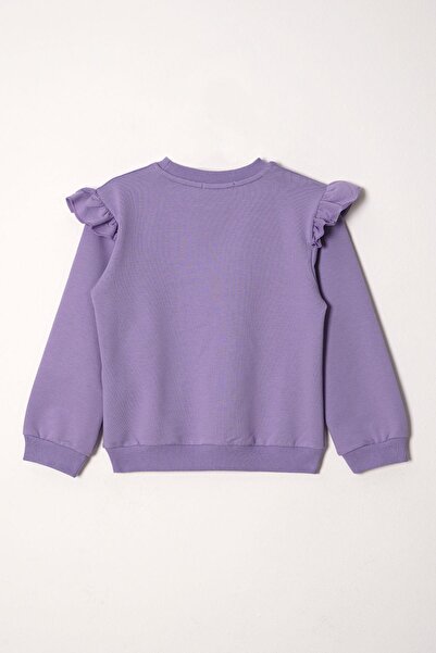 zepkids Κοριτσίστικο διπλό κοστούμι σε λιλά χρώμα - Crew neck, μακρυμάνικο, κέντημα Cıcek εμπριμέ