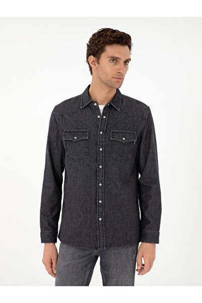 Cacharel Antrasit Regular Fit Jean Gömlek 50290961-VR006
