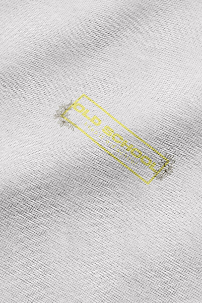 Overoz Світшот оверсайз з капюшоном і принтом на спині в стилі старої школи, екрю, H1207