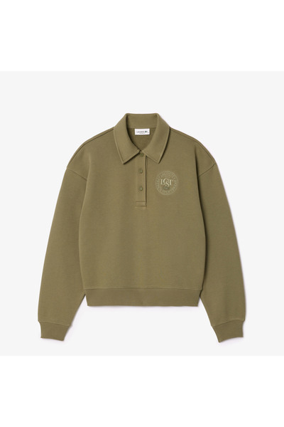 Lacoste Kadın Relaxed Fit Polo Yaka Haki Sweatshirt