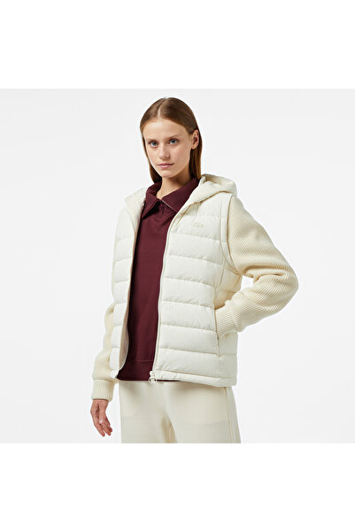 Lacoste Kadın Regular Fit Kapüşonlu Beyaz Mont