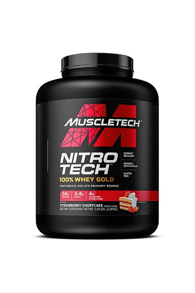 MUSCLETECH Nitro Tech Whey Gold, Strawberry, 5 LB
