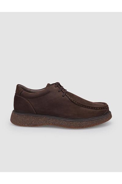 Cabani 100% Genuine Leather Brown Nubuck Lace-Up Men's Casual Shoes