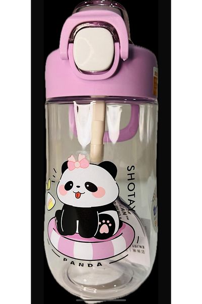 Shotay 500 ml Lockable Lid with Straw and Handle Bpa Free Animals Water Bottle Children's Flask