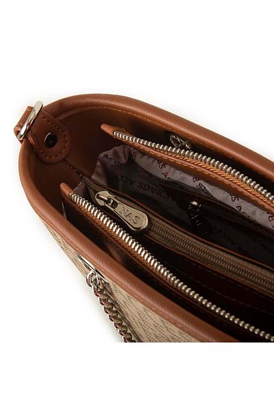 Nas Bag Дамска чанта през рамо, норка, кафява, с надпис