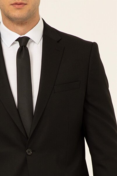 SÜVARİ Süvari Siyah Rahat Kalıp 4 Drop Yeleksiz Takım Elbise