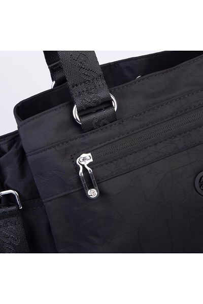 Nas Bag Geantă de umăr și crossbody pentru femei, impermeabilă și ultra-ușoară, cu trei ochi, volum mare, neagră