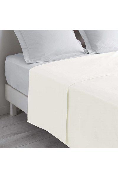 Maki Home ملاءة سرير مسطحة من القطن بنسبة وجه من Maki باللون البيج الفاتح 240x260 بدون مطاط مناسبة للسرير المزدوج