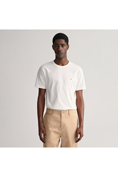 Gant Erkek Beyaz Bisiklet Yaka Regular Fit Logolu T-Shirt