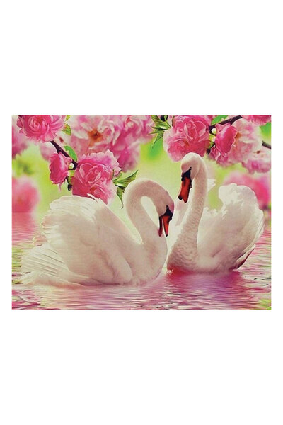 DIY 5D Elmas Taş İşleme Kiti Tablo 21x25 cm Kuğu Desen