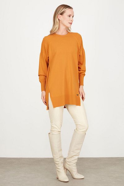 Tığ Triko RAYON TUNIC MUSTARD WITH SLIT SIDE