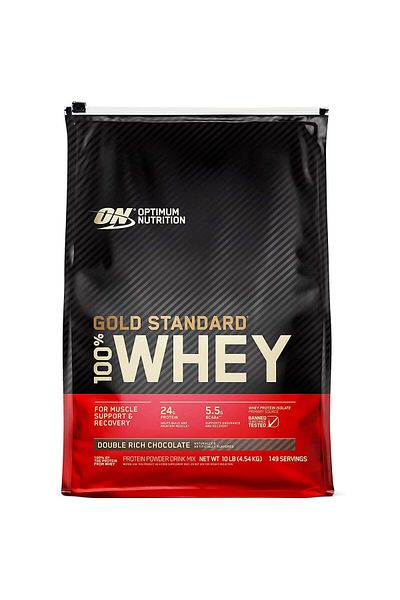 Optimum Nutrition Gold Standard 100% Whey Protein, Double Rich Chocolate, 10 LB