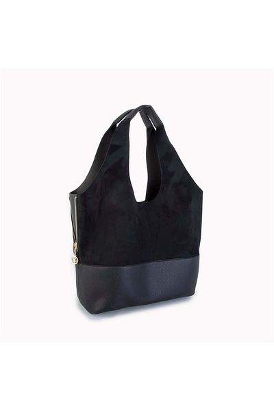Nas Bag Geantă de umăr casual pentru femei din piele intoarsa neagra