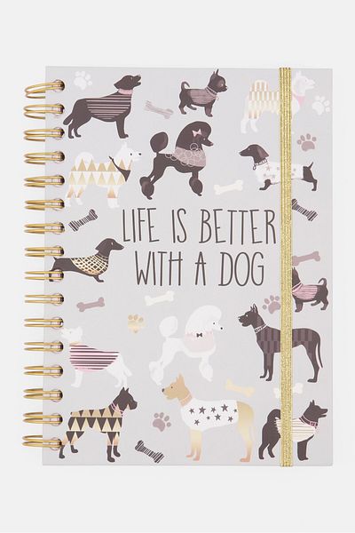 Simple Pleasures All Over Print Chunky Spiral Notebook, Grey