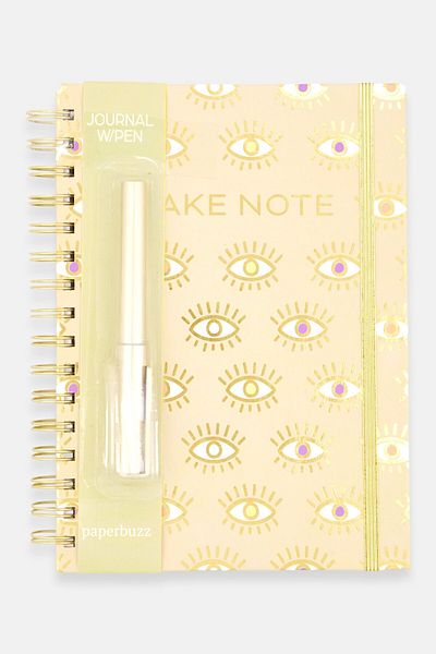 Paperbuzz Spiral Notebook With Pen, Gold Combo