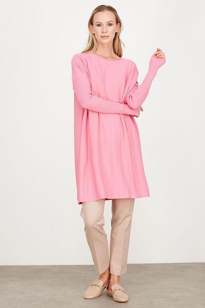 Tığ Triko T Mold Wick Detailed Rayon Tunic Pink