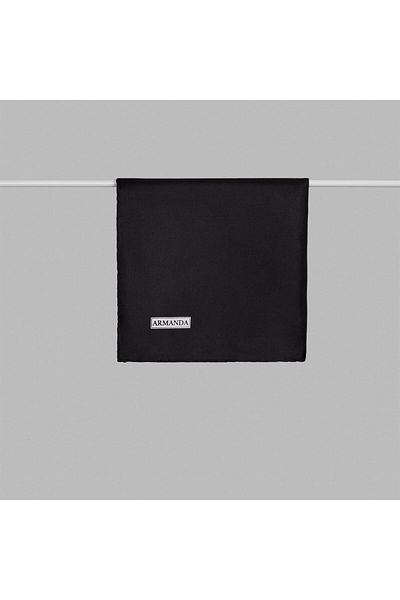 ARMANDA Black Armanda Plain Twill Silk Scarf 4445