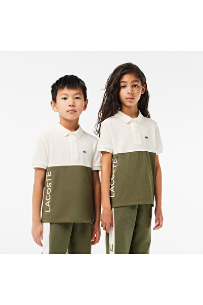 Lacoste Çocuk Renk Bloklu Beyaz Polo