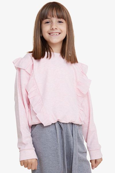 Breeze Girl's Sweatshirt with Elastic Waist, Age 4-8, Salmon Melange