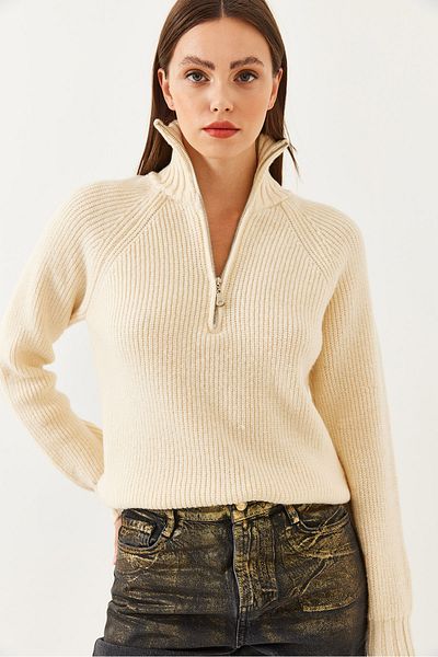 Bianco Lucci Women's Half Zip Thessaloniki Knitted Sweater 85001018