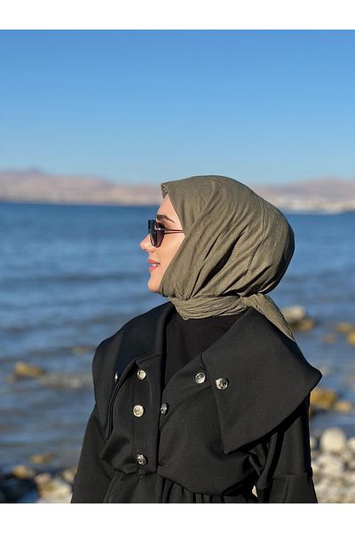 QASSA SHAL Bamboo Kraş Khaki Scarf
