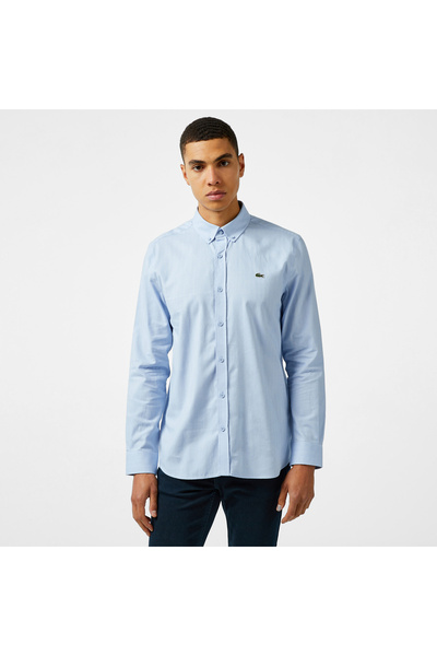 Lacoste Erkek Slim Fit Düğmeli Yaka Mavi Gömlek