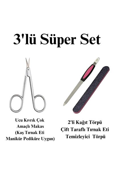 lawrenceshop 3lü Set 1 Adet Çok Amaçlı Makas + 2'li Kağıt Törpü + Çift Tarafl...