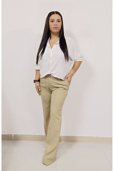 AKŞEN GİYİM LARGE SIZE FLEXIBLE SEASONAL FABRIC BELT SPANISH TROUSERS WITH GIFT