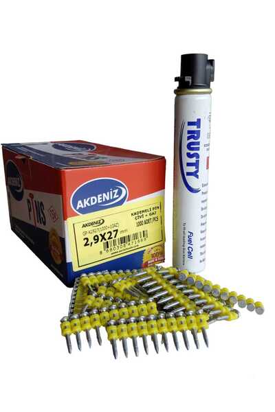 Akdeniz 2.9x27 Mm Beton Çivisi (1 Kutu 5 Paket) 5000'li Çivi+ 5 Gaz